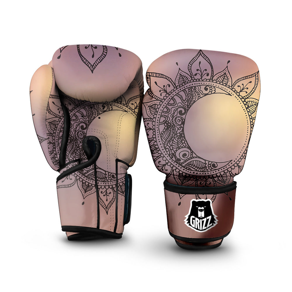 Moon And Bohemian Sun Print Boxing Gloves-grizzshop