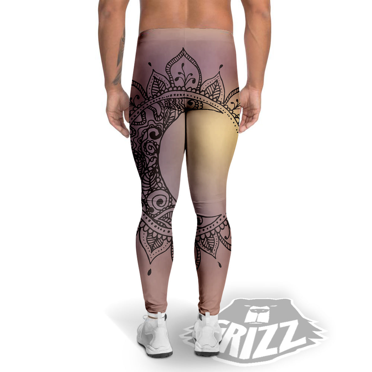 Moon And Bohemian Sun Print Men's Leggings-grizzshop
