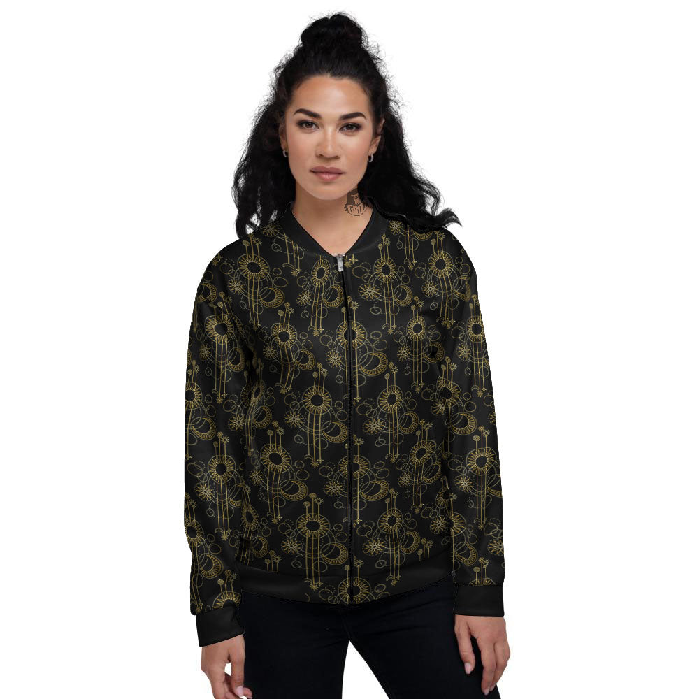Moon And Boho Sun Print Pattern Women's Bomber Jacket-grizzshop