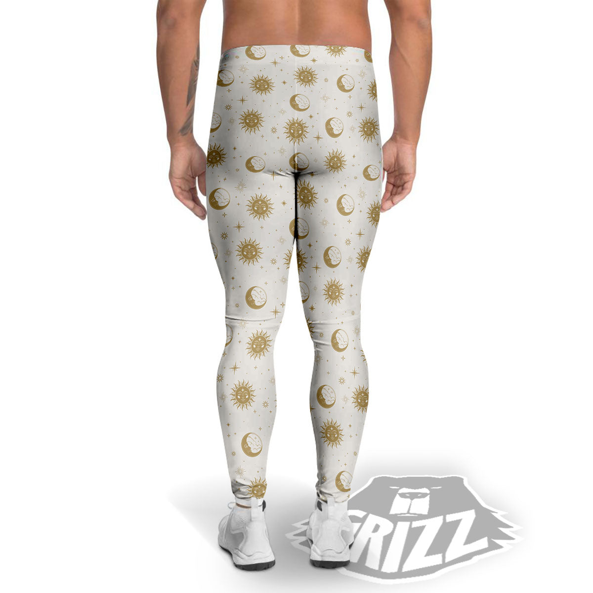 Moon And Gold Sun Print Pattern Men's Leggings-grizzshop