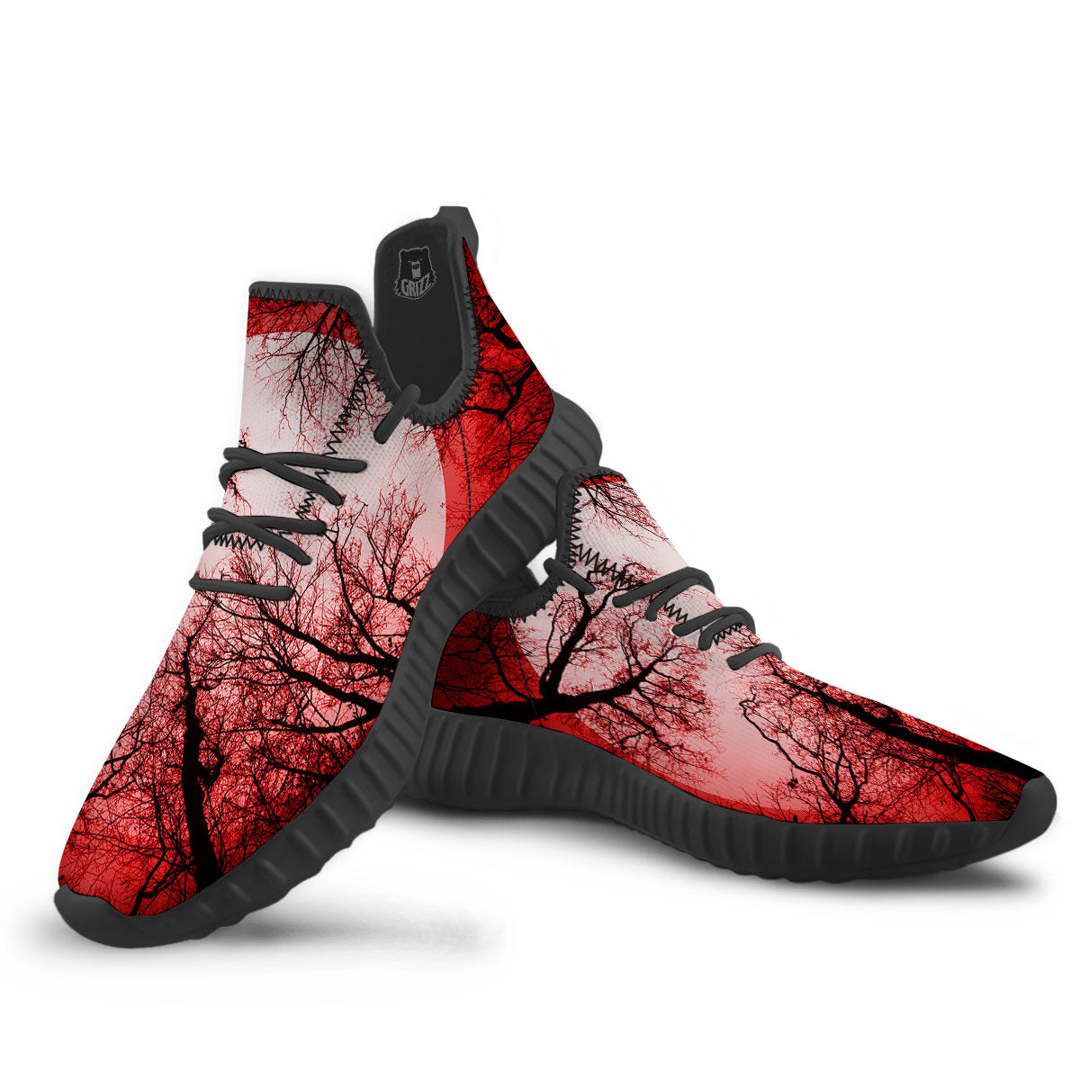 Moon And Horror Forest Print Black Walking Shoes-grizzshop