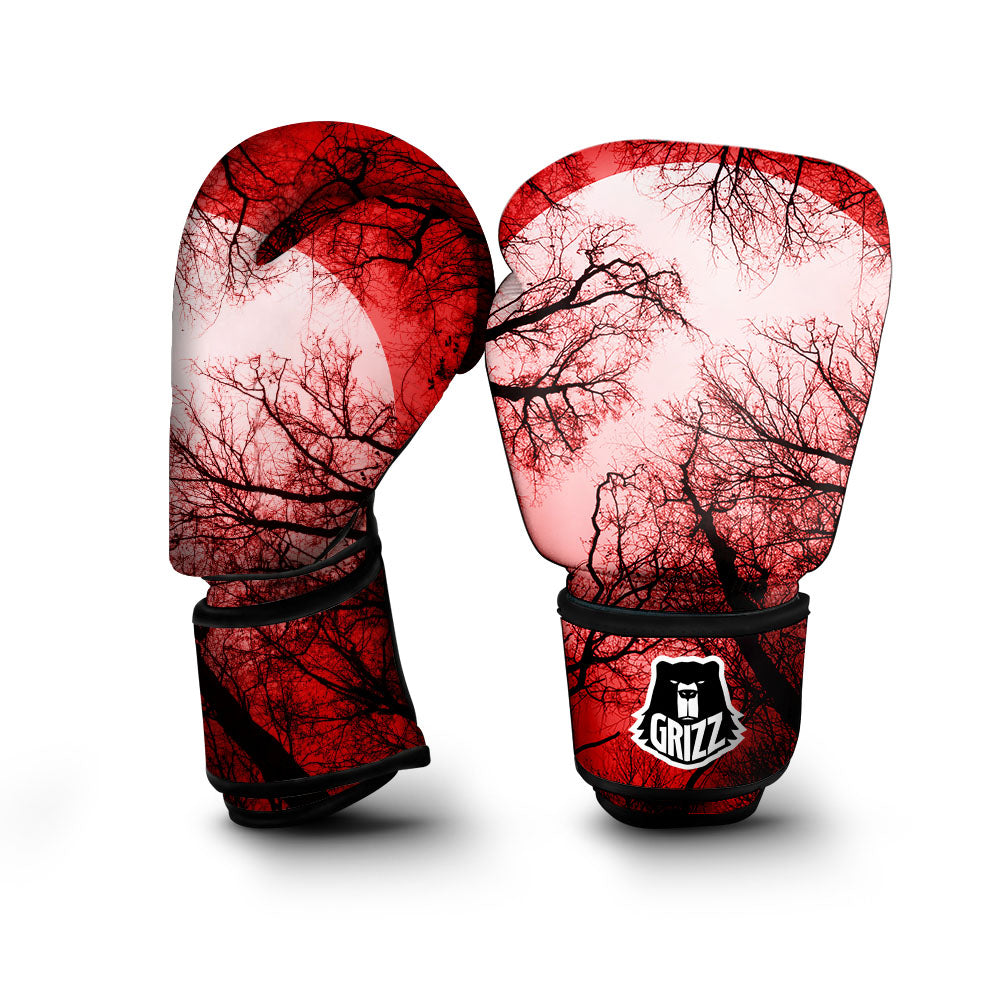 Moon And Horror Forest Print Boxing Gloves-grizzshop