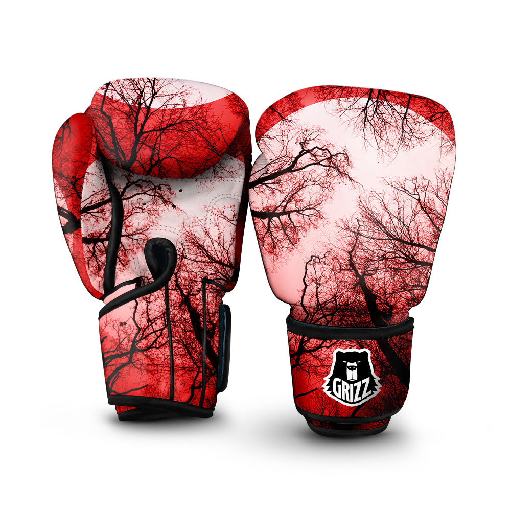 Moon And Horror Forest Print Boxing Gloves-grizzshop