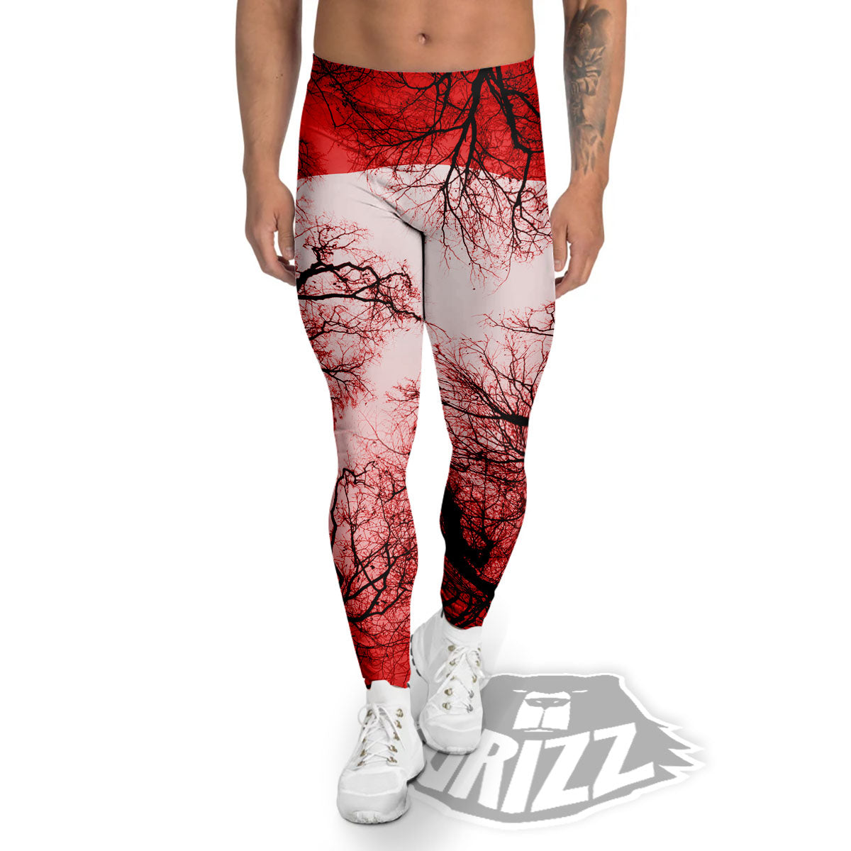 Moon And Horror Forest Print Men's Leggings-grizzshop