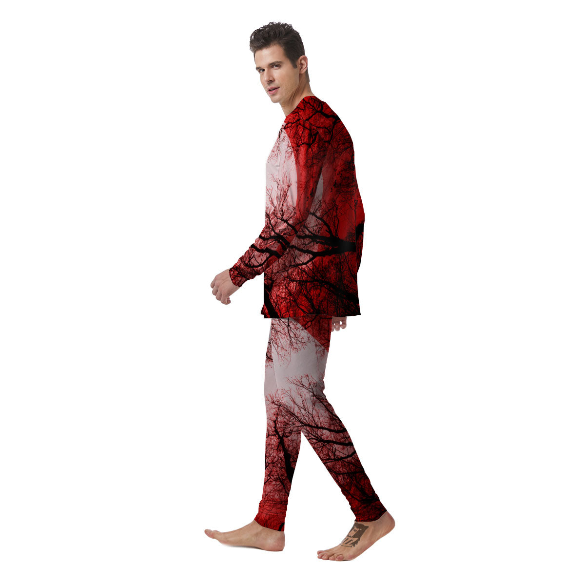 Moon And Horror Forest Print Men's Pajamas-grizzshop