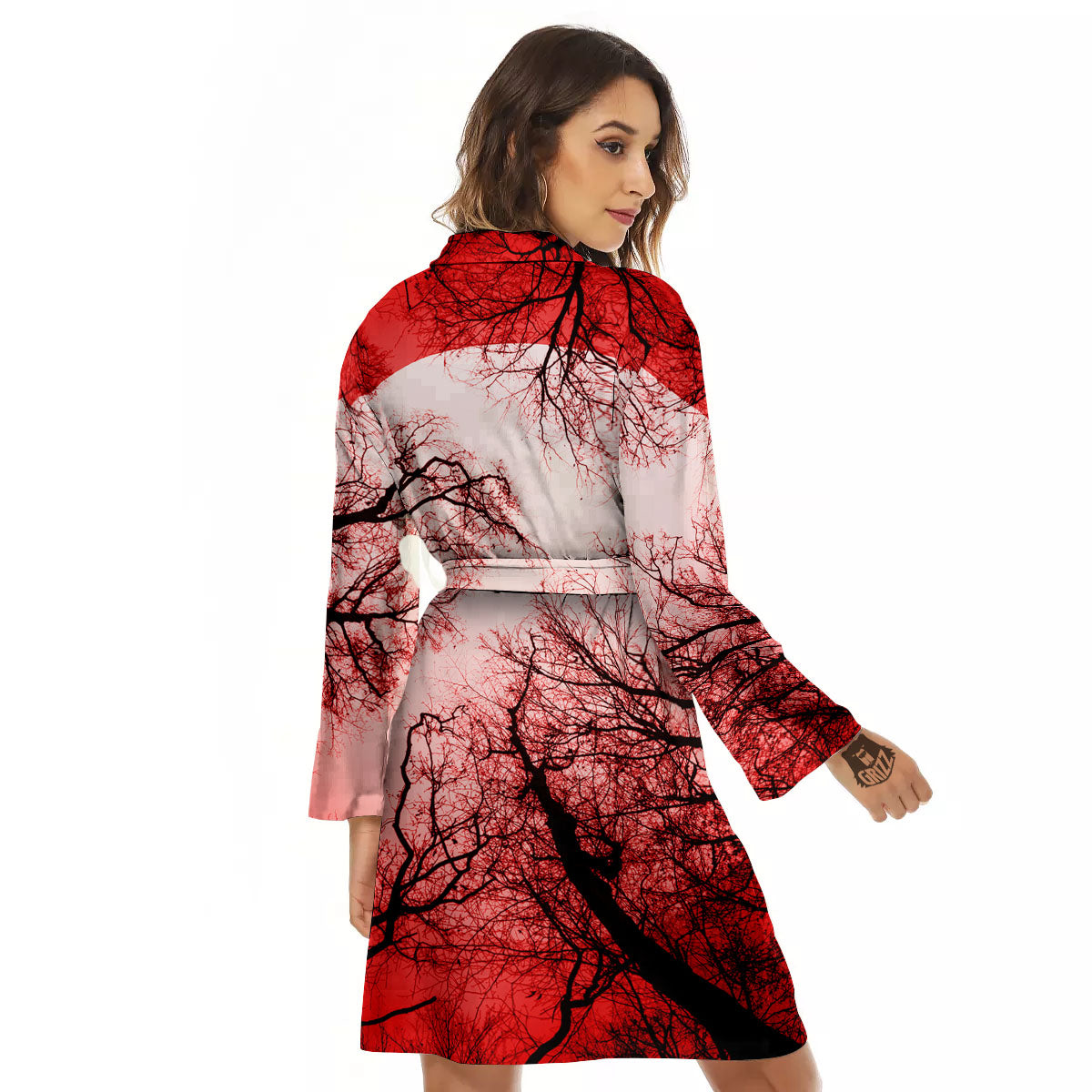 Moon And Horror Forest Print Women's Robe-grizzshop