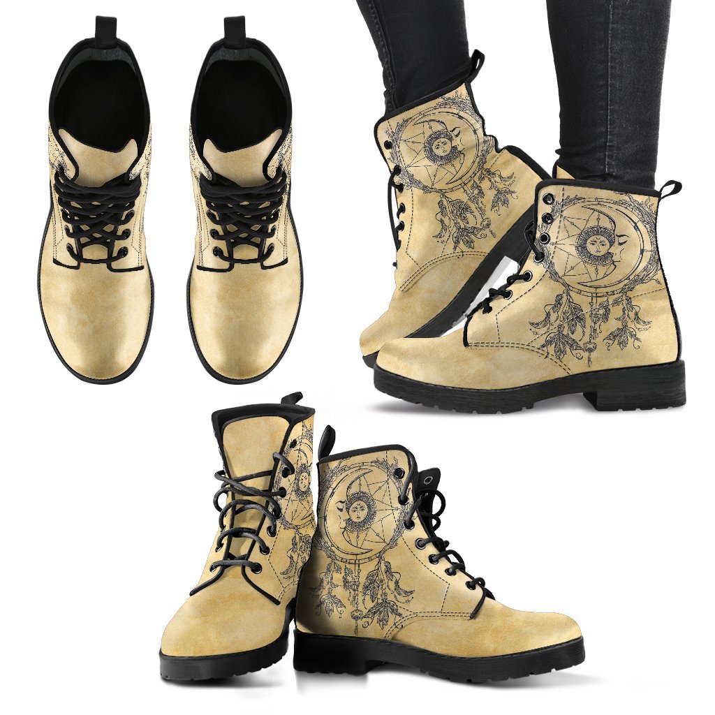 Moon Dream Catcher Women's Leather Boots-grizzshop