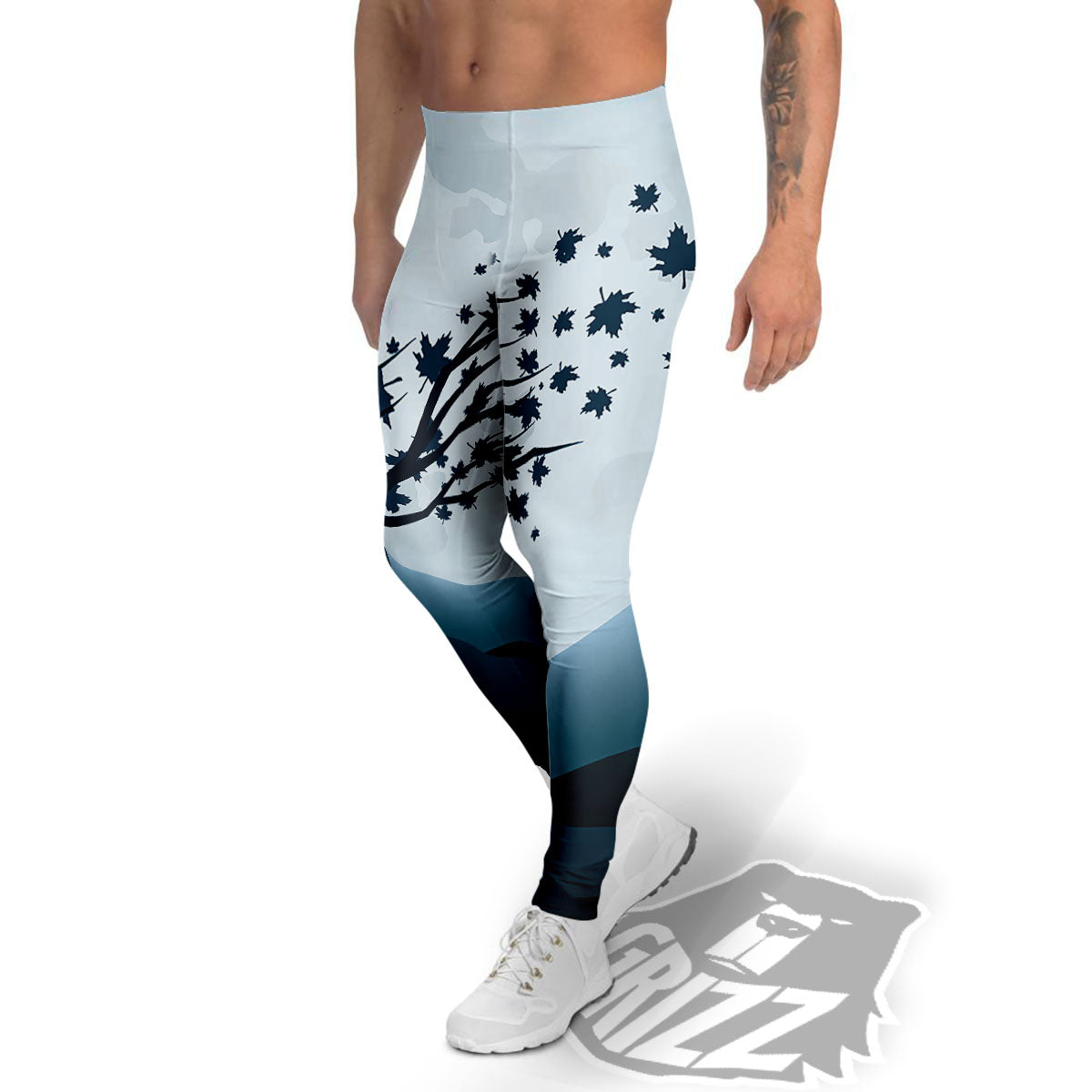 Moon Full Autumn Print Men's Leggings-grizzshop