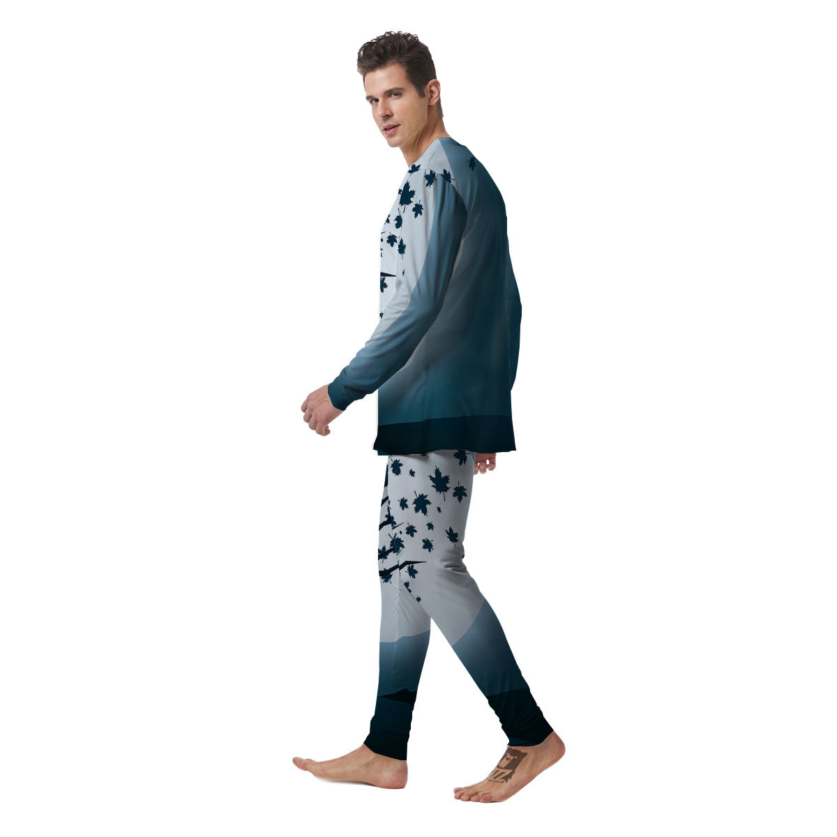 Moon Full Autumn Print Men's Pajamas-grizzshop