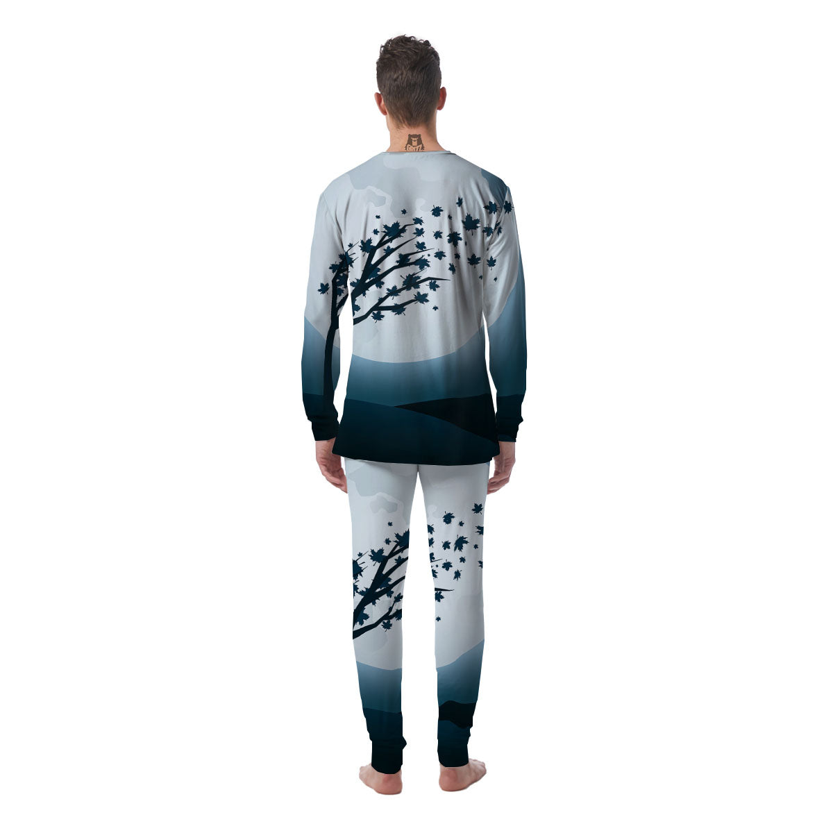 Moon Full Autumn Print Men's Pajamas-grizzshop