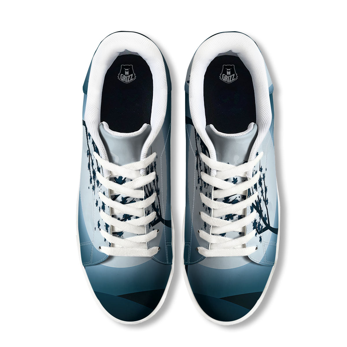 Moon Full Autumn Print White Low Top Sneakers-grizzshop