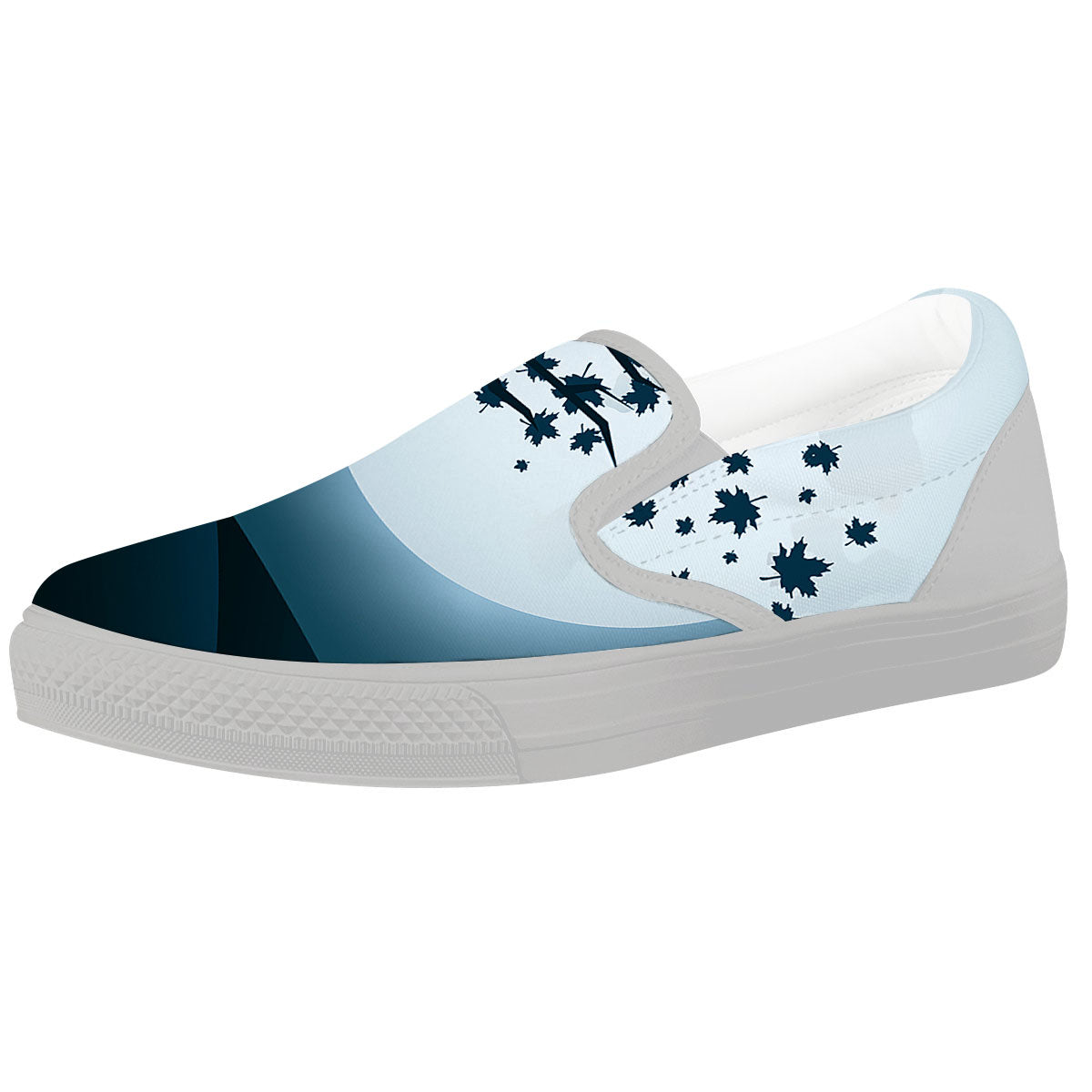 Moon Full Autumn Print White Slip On Shoes-grizzshop