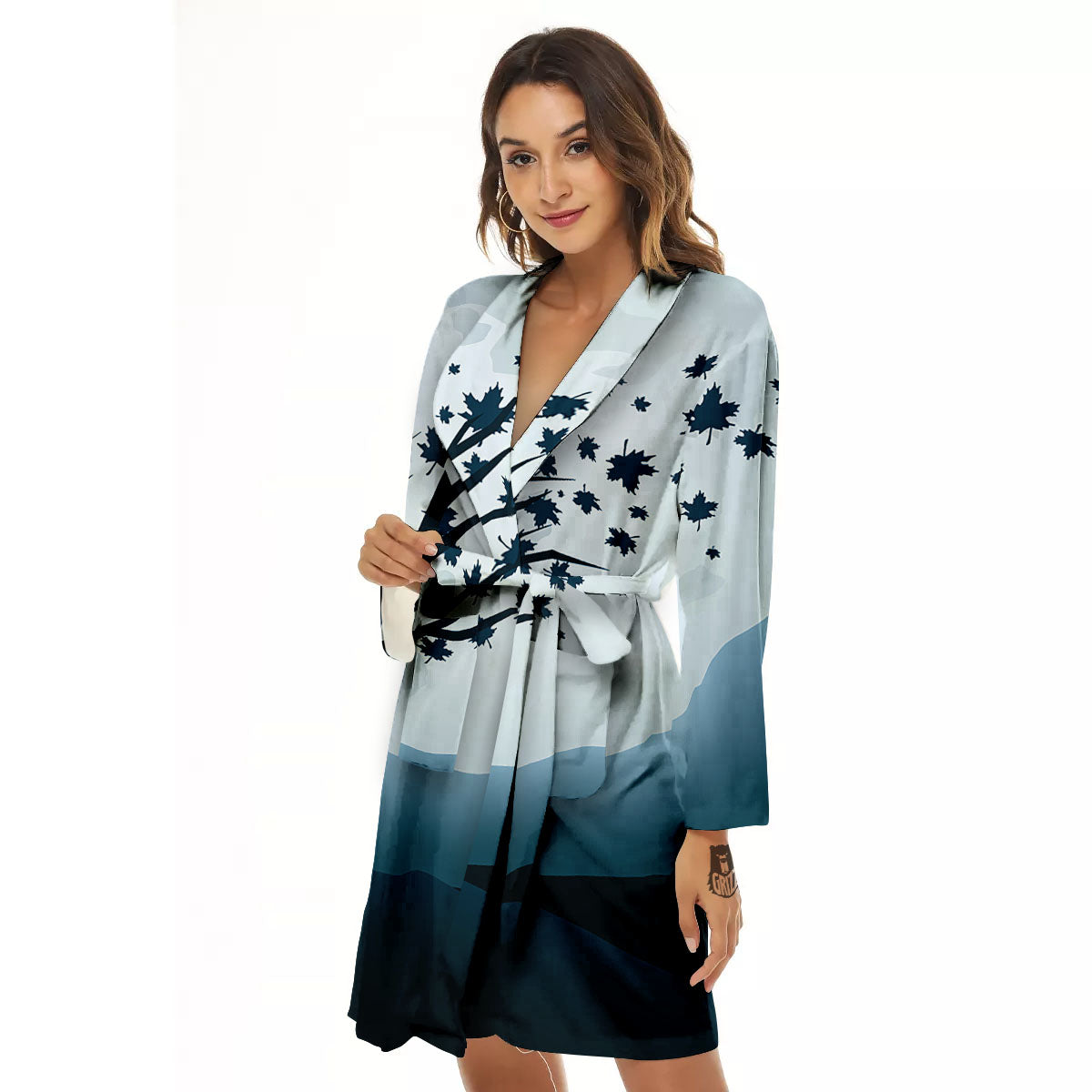 Moon Full Autumn Print Women's Robe-grizzshop