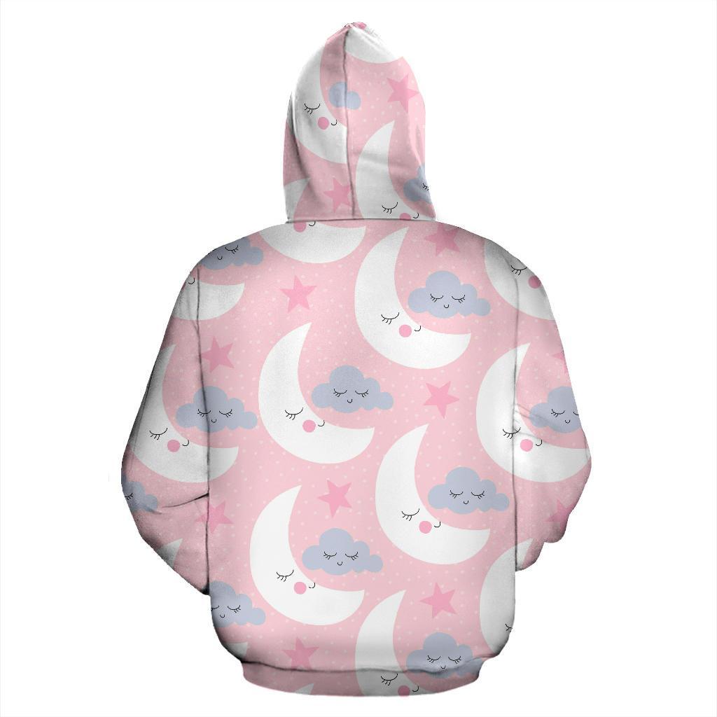 Moon Pattern Print Men Women Pullover Hoodie-grizzshop