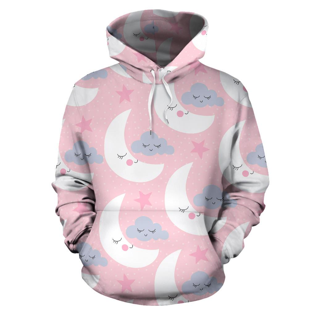 Moon Pattern Print Men Women Pullover Hoodie-grizzshop