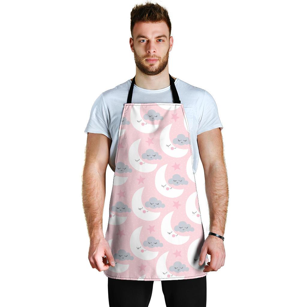 Moon Pattern Print Men's Apron-grizzshop