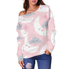 Moon Pattern Print Women Off Shoulder Sweatshirt-grizzshop