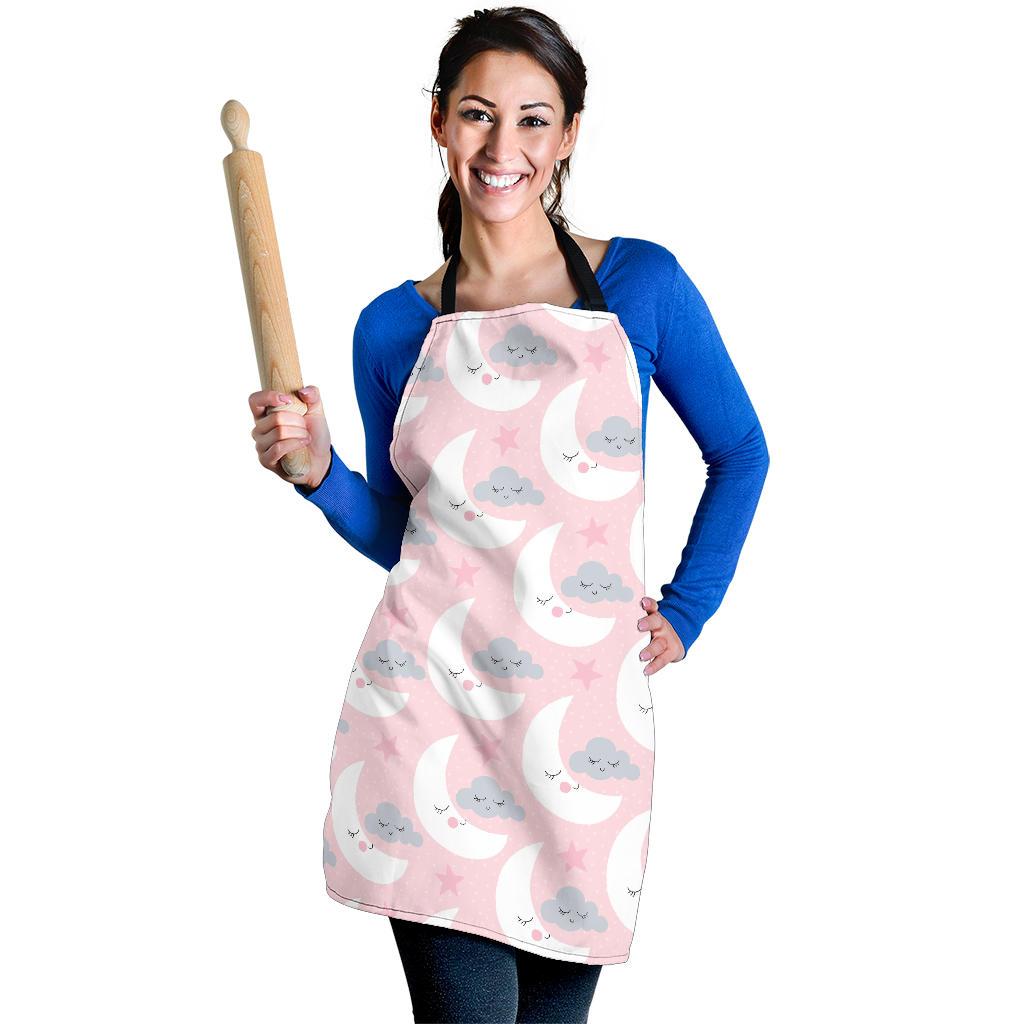 Moon Pattern Print Women's Apron-grizzshop