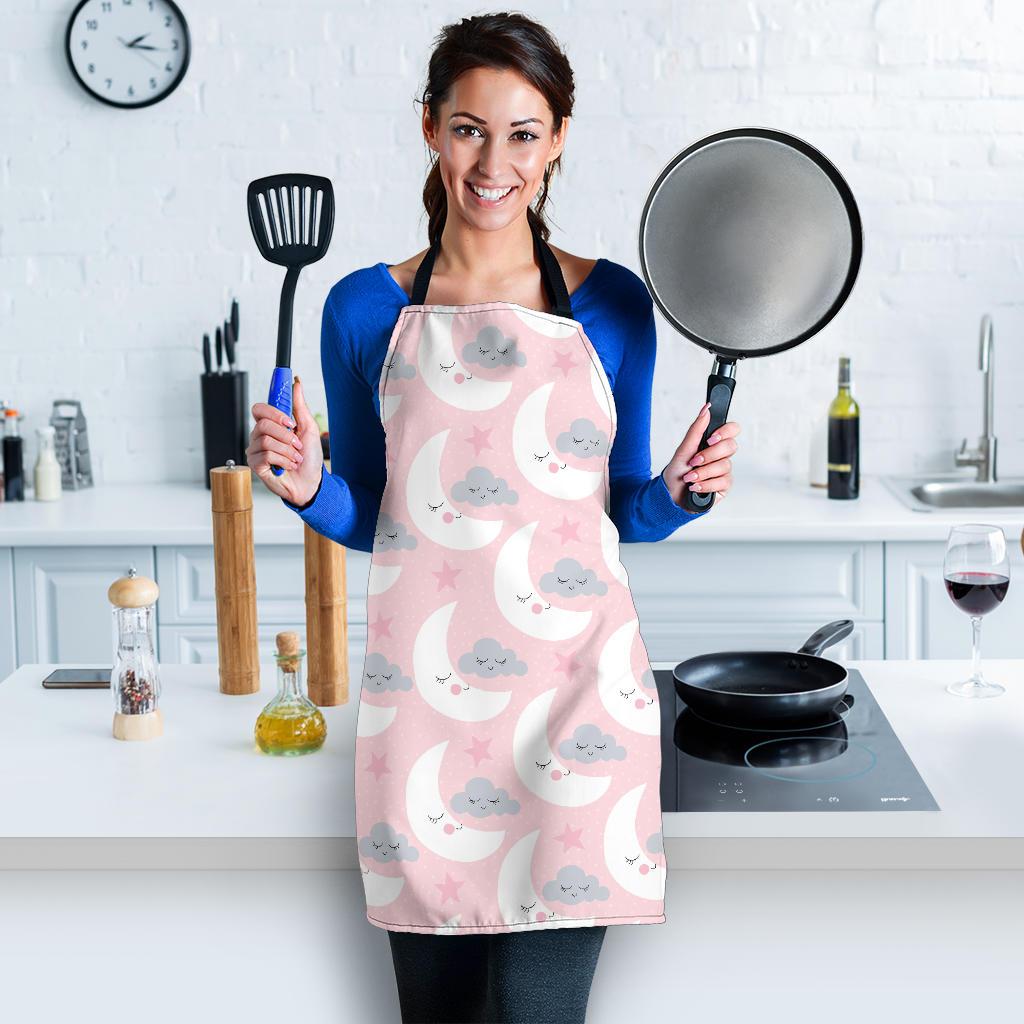 Moon Pattern Print Women's Apron-grizzshop