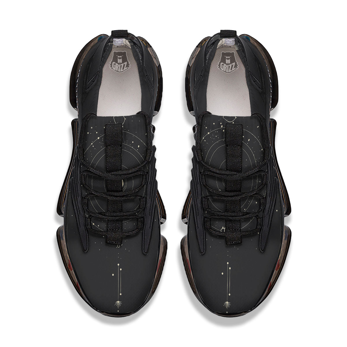 Moon Phase Galaxy Print Black Gym Shoes-grizzshop