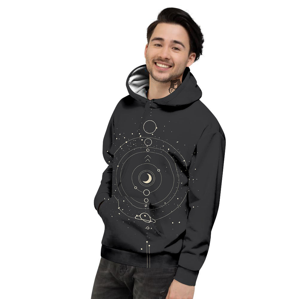 Moon Phase Galaxy Print Men's Hoodie-grizzshop