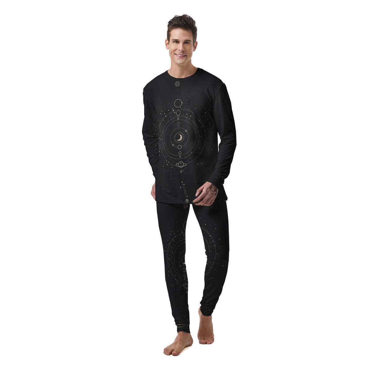 Moon Phase Galaxy Print Men's Pajamas-grizzshop