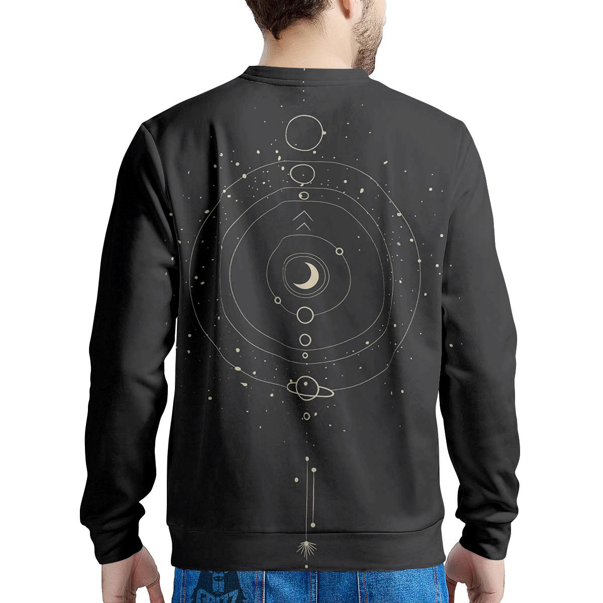 Moon Phase Galaxy Print Men's Sweatshirt-grizzshop