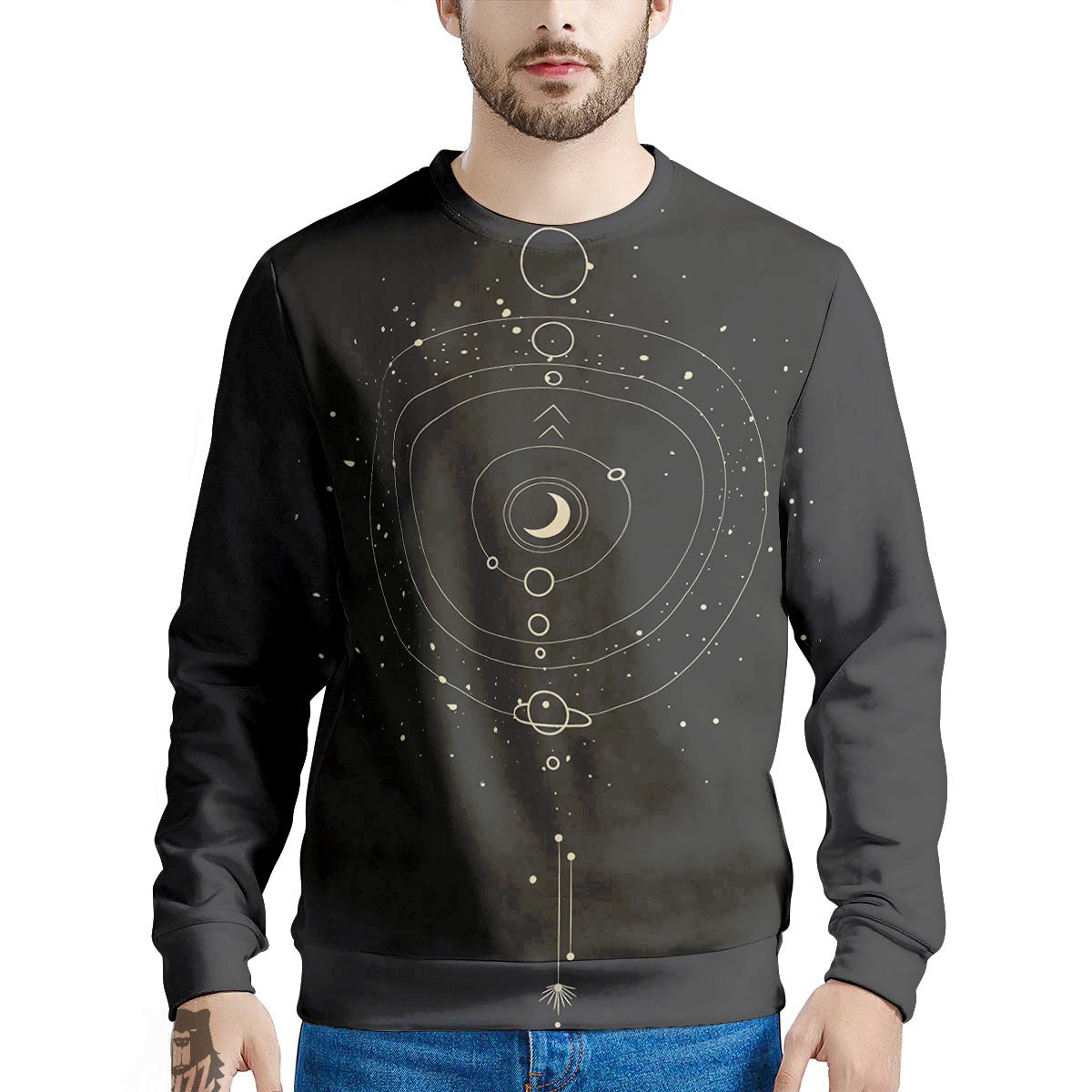 Moon Phase Galaxy Print Men's Sweatshirt-grizzshop