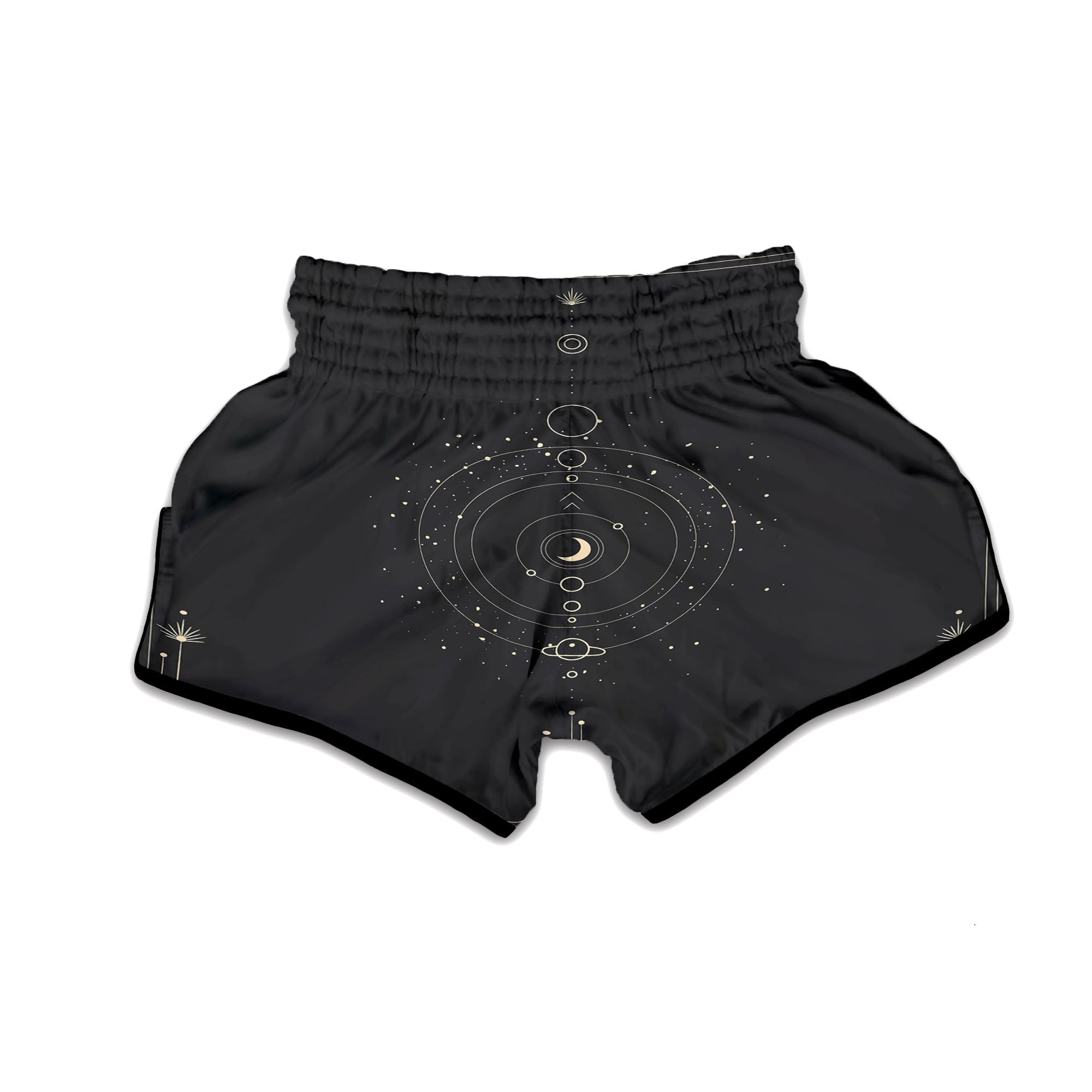 Moon Phase Galaxy Print Muay Thai Boxing Shorts-grizzshop