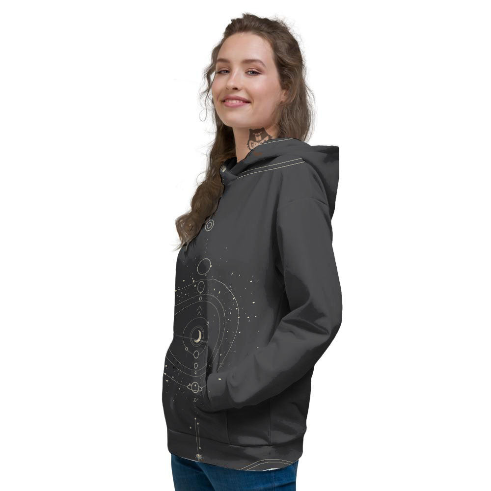 Moon Phase Galaxy Print Women's Hoodie-grizzshop