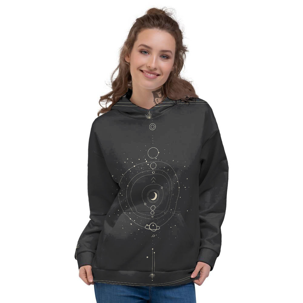Moon Phase Galaxy Print Women's Hoodie-grizzshop