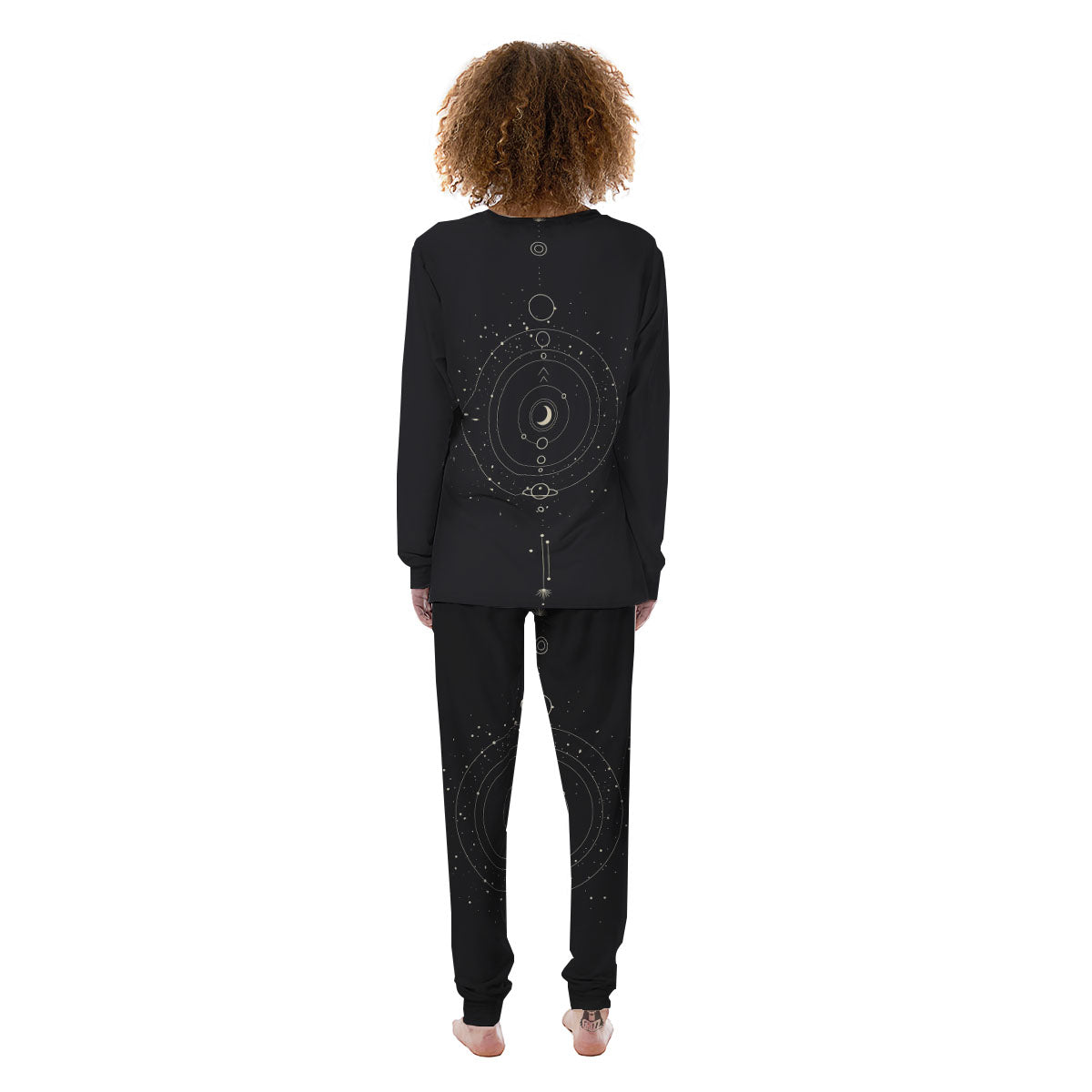 Moon Phase Galaxy Print Women's Pajamas-grizzshop
