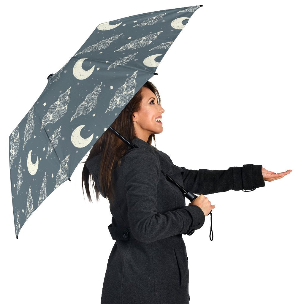 Moon Print Pattern Automatic Foldable Umbrella-grizzshop