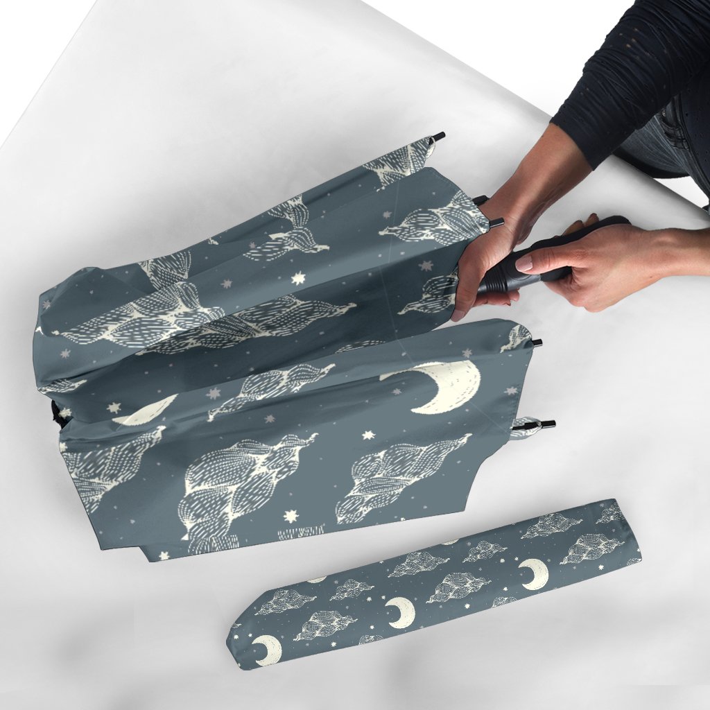 Moon Print Pattern Automatic Foldable Umbrella-grizzshop