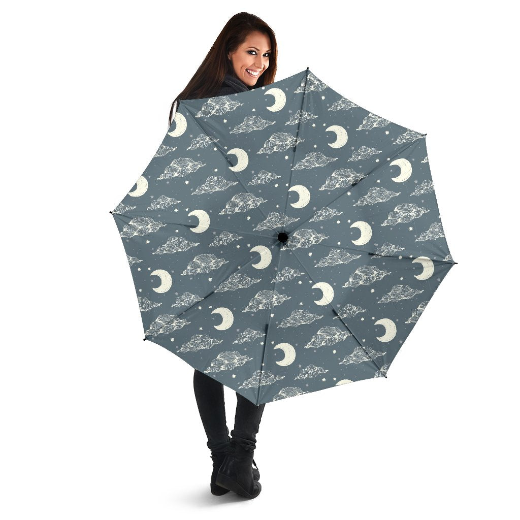 Moon Print Pattern Automatic Foldable Umbrella-grizzshop