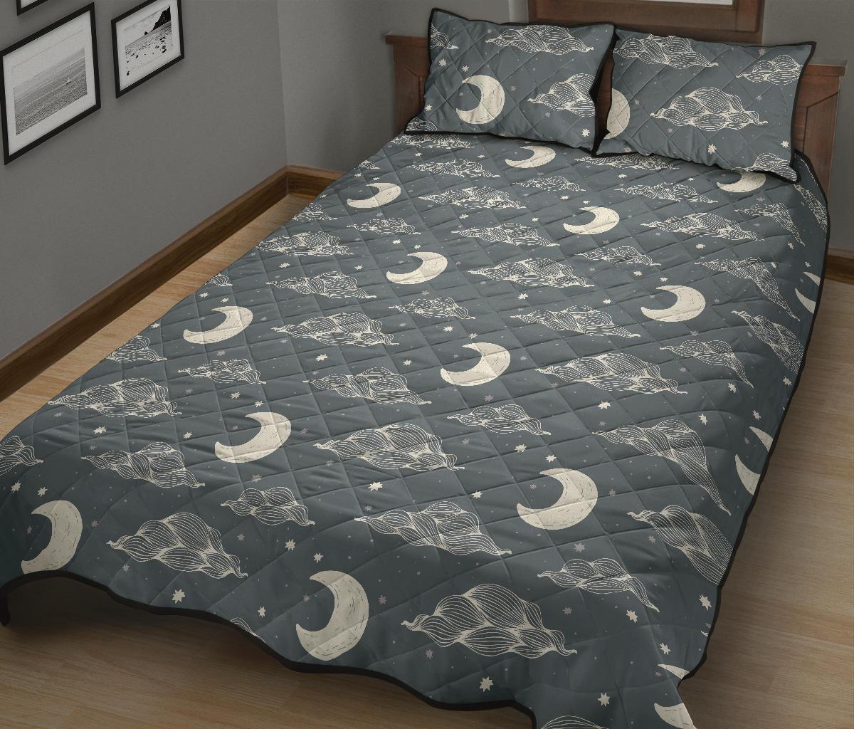 Moon Print Pattern Bed Set Quilt-grizzshop