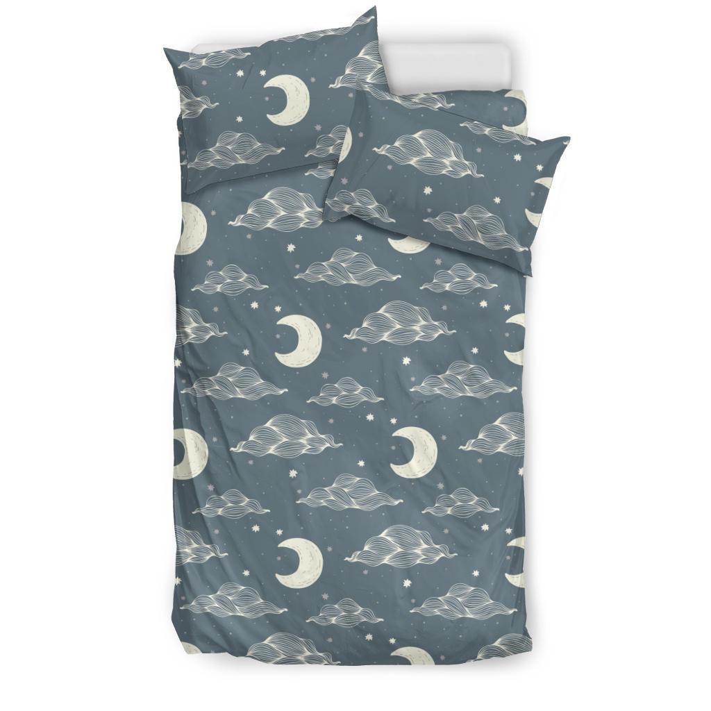 Moon Print Pattern Duvet Cover Bedding Set-grizzshop