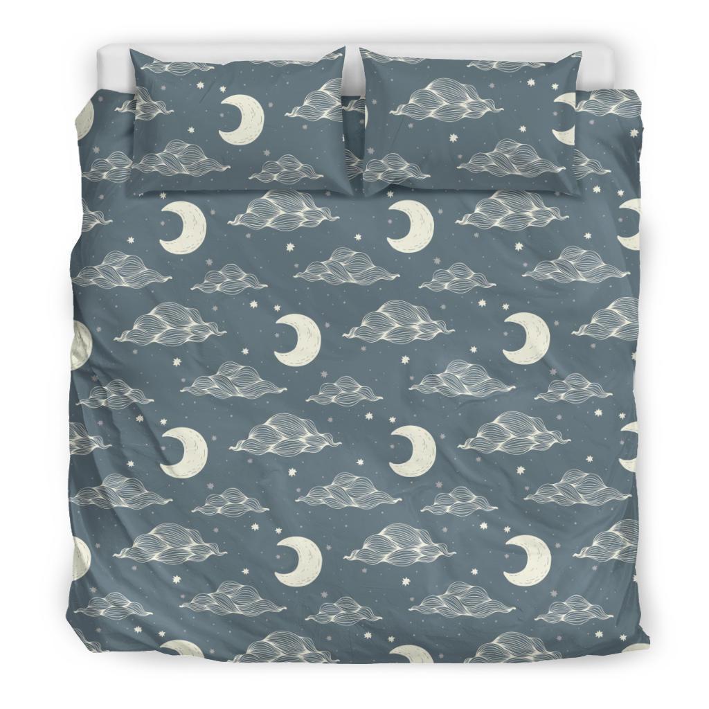 Moon Print Pattern Duvet Cover Bedding Set-grizzshop