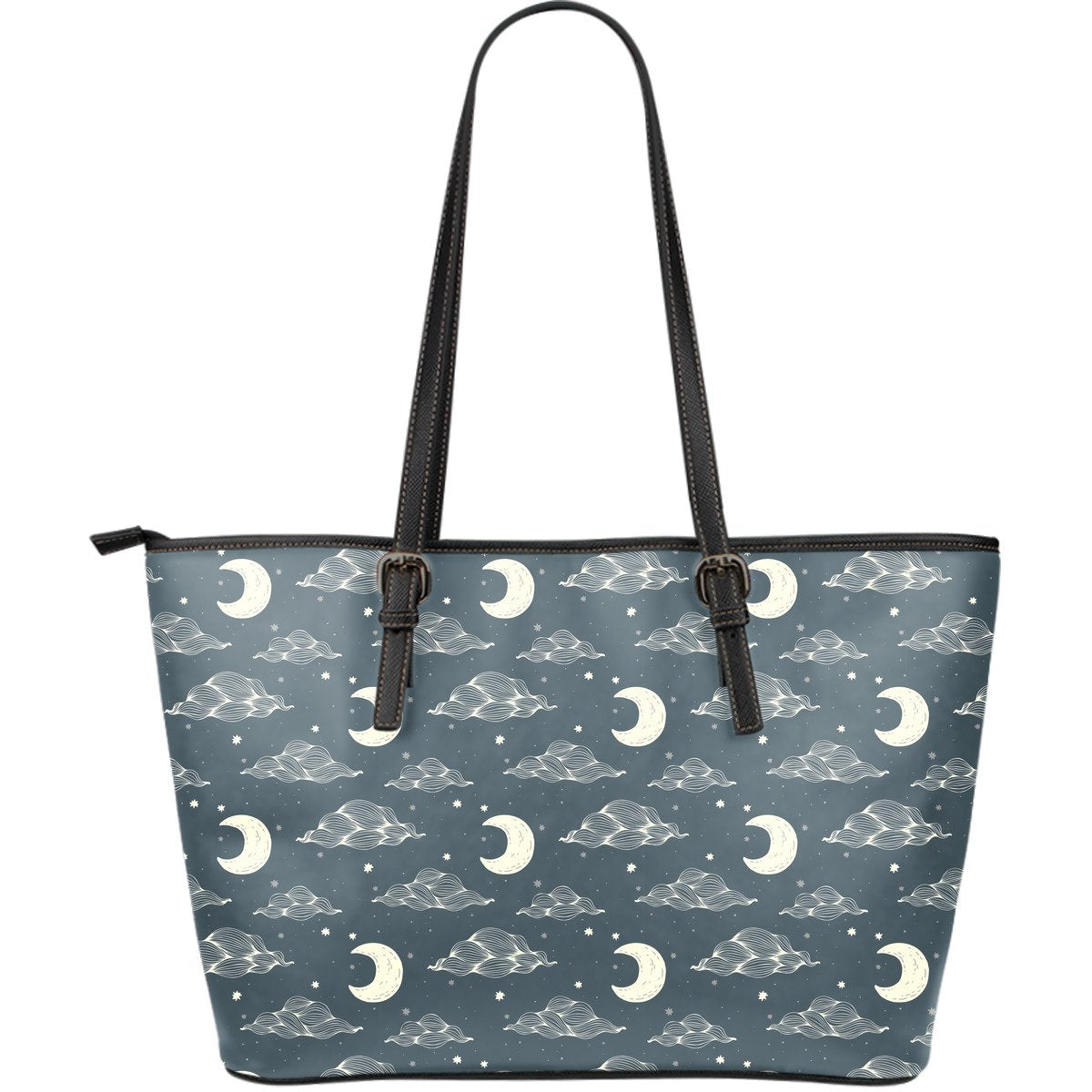Moon Print Pattern Leather Tote Bag-grizzshop