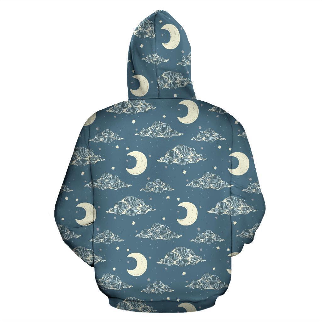 Moon Print Pattern Men Women Pullover Hoodie-grizzshop