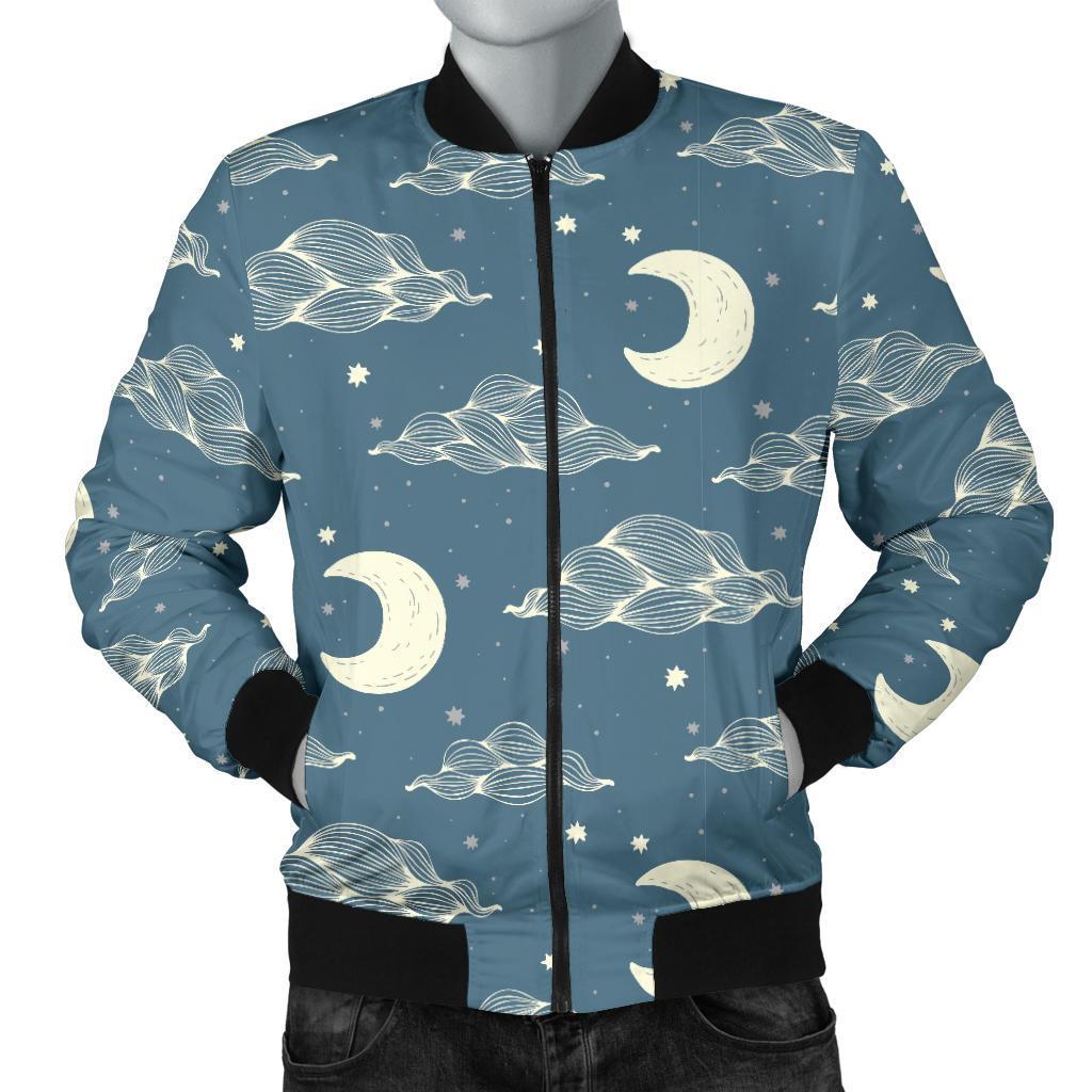 Moon Print Pattern Men's Bomber Jacket-grizzshop