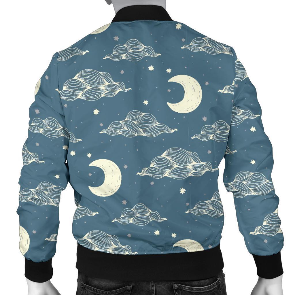 Moon Print Pattern Men's Bomber Jacket-grizzshop