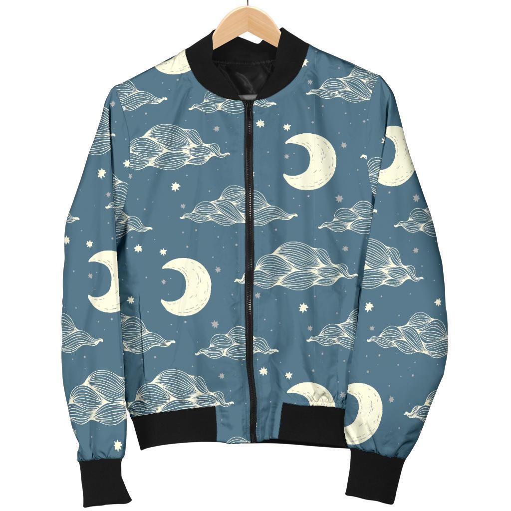 Moon Print Pattern Men's Bomber Jacket-grizzshop