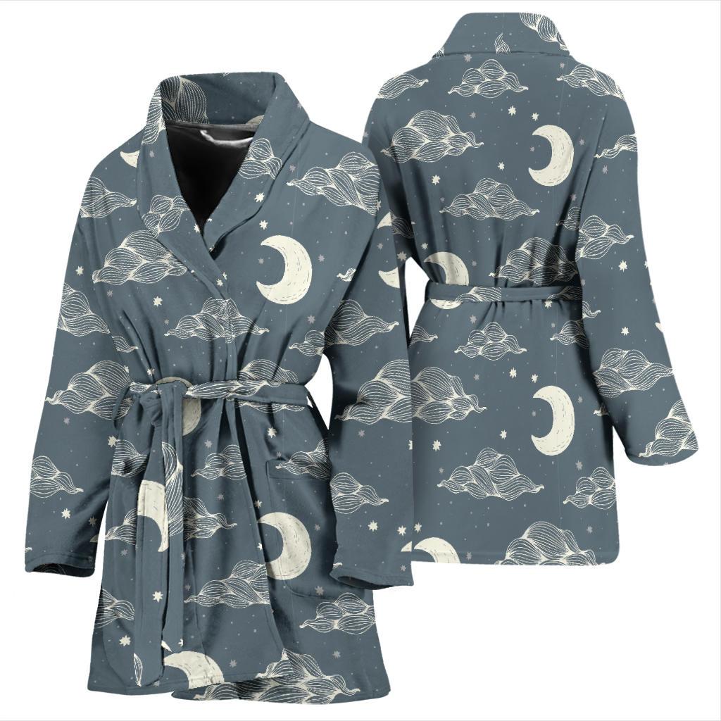 Moon Print Pattern Women Long Robe-grizzshop