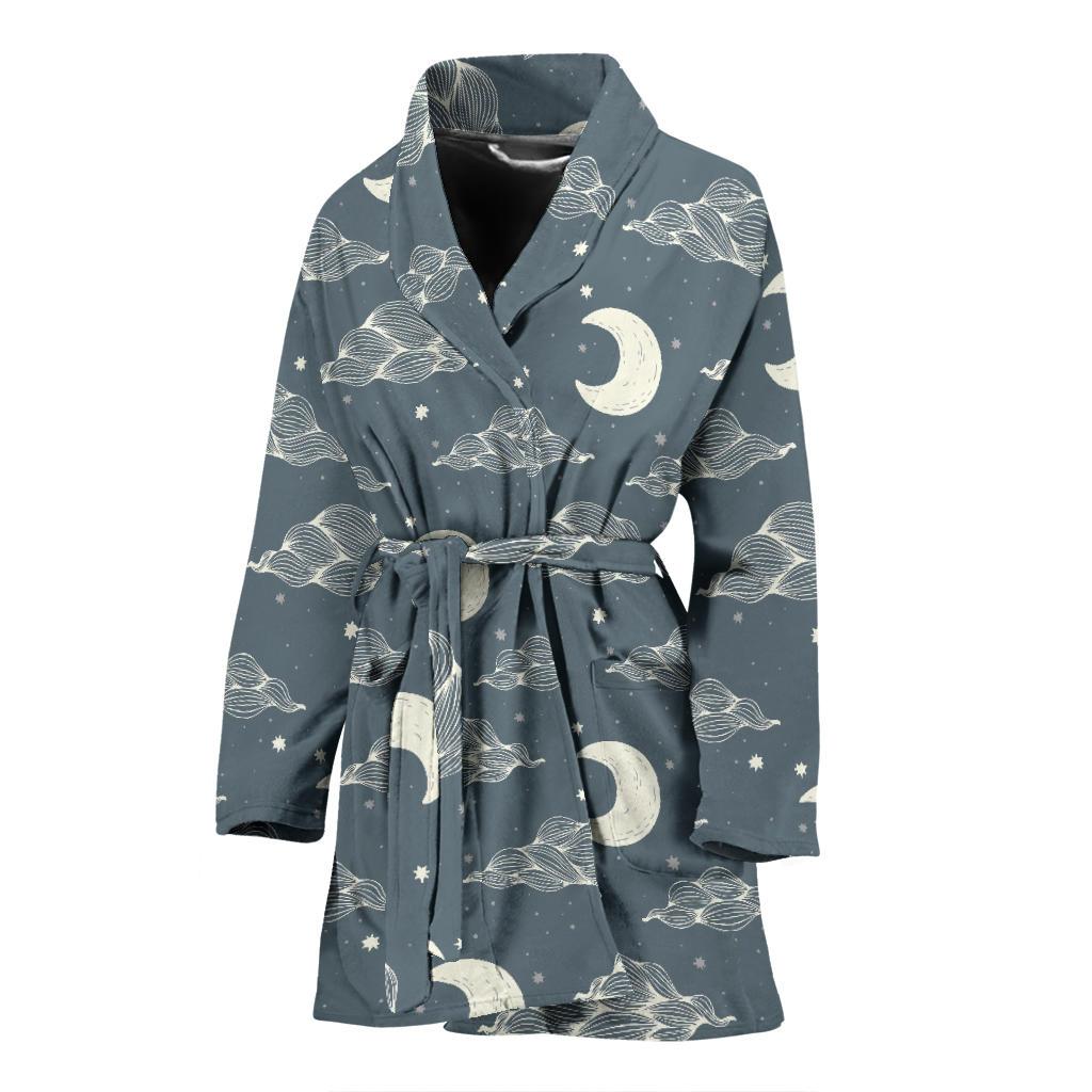 Moon Print Pattern Women Long Robe-grizzshop