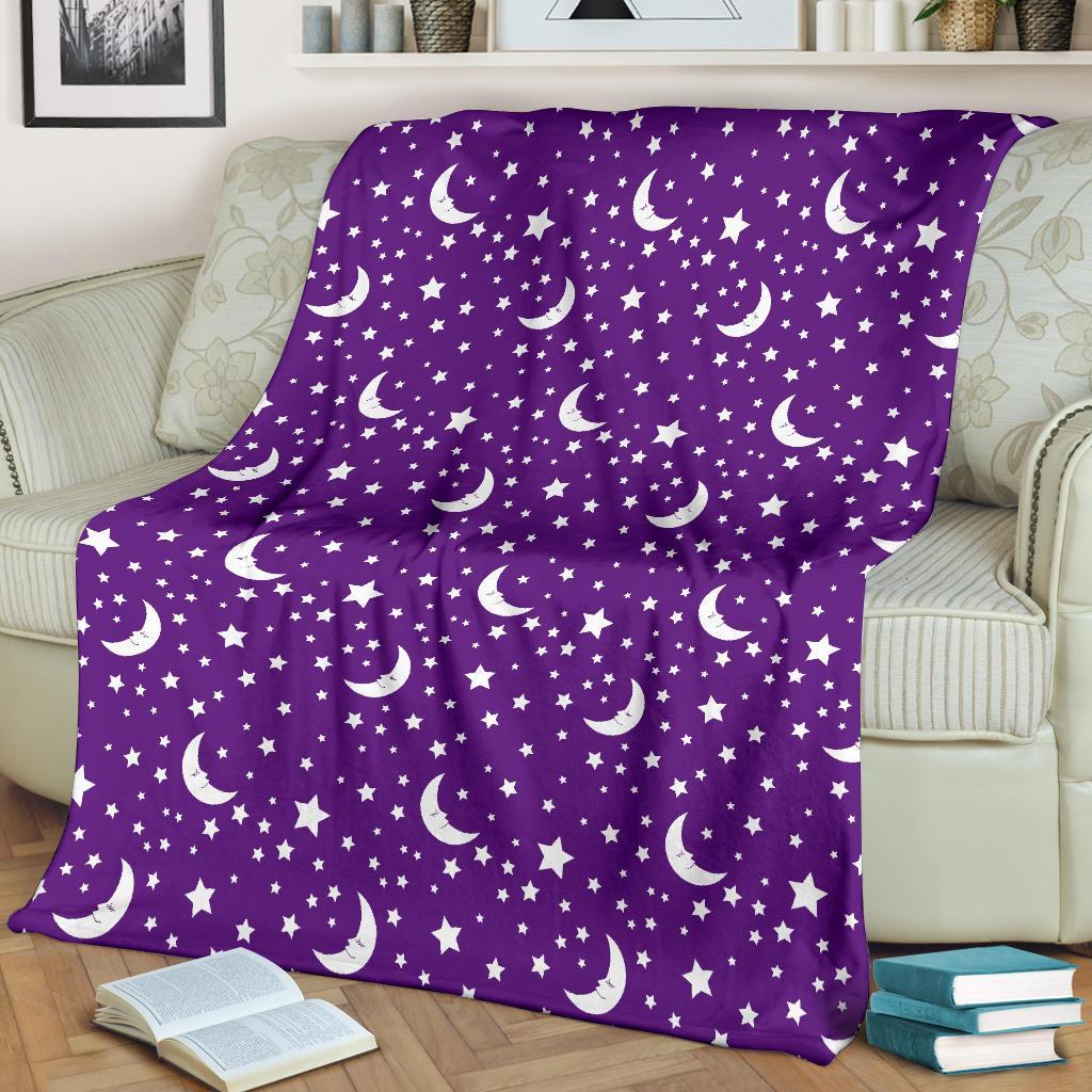 Moon Purple Pattern Print Blanket-grizzshop