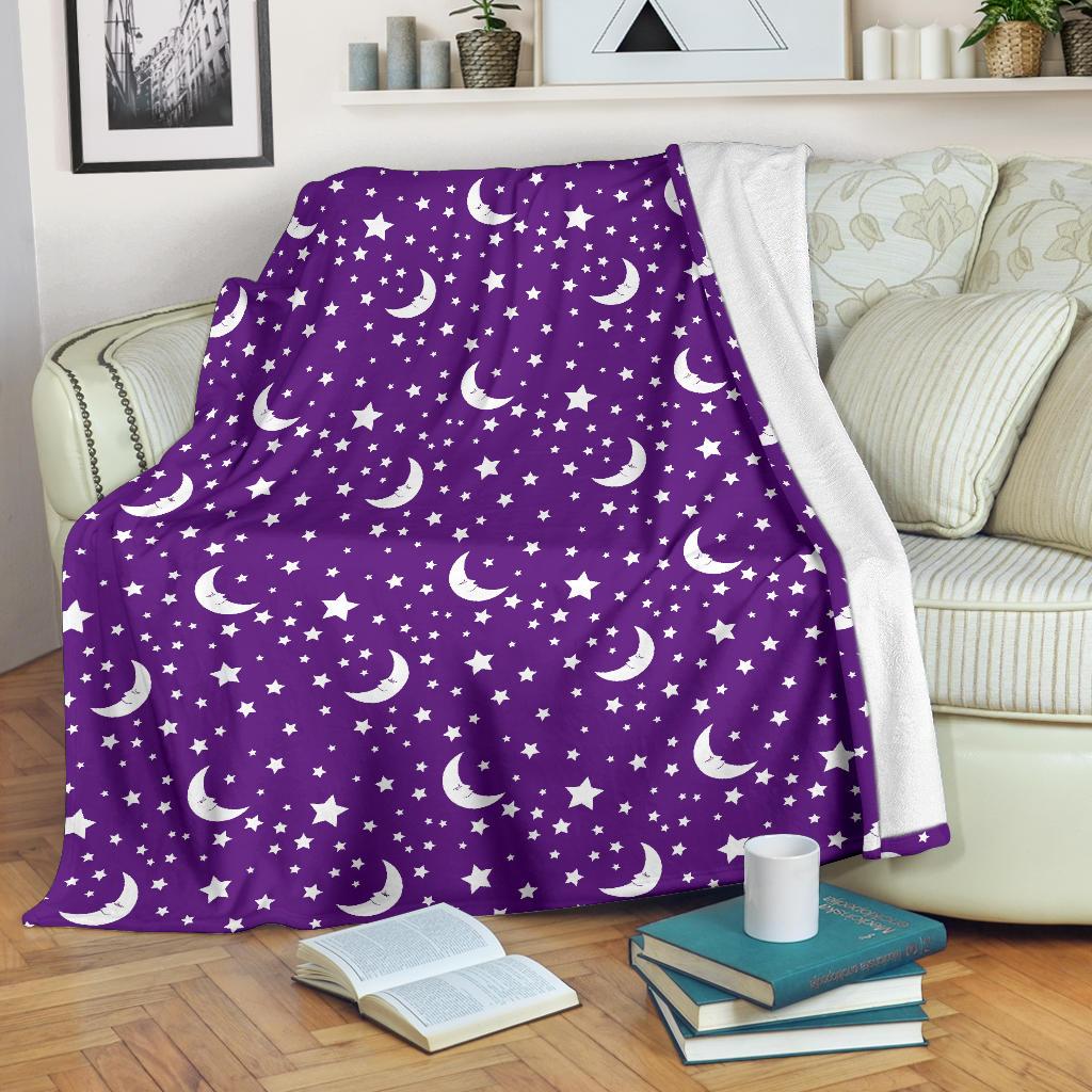 Moon Purple Pattern Print Blanket-grizzshop