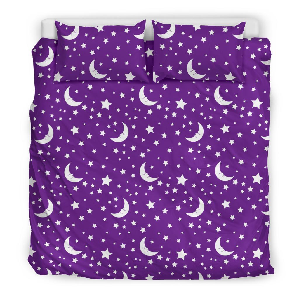 Moon Purple Pattern Print Duvet Cover Bedding Set-grizzshop