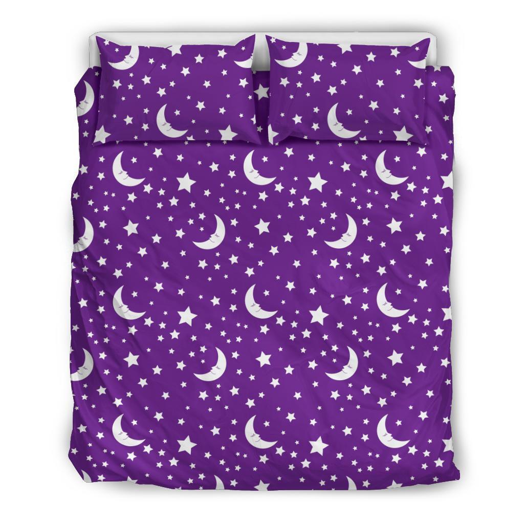 Moon Purple Pattern Print Duvet Cover Bedding Set-grizzshop