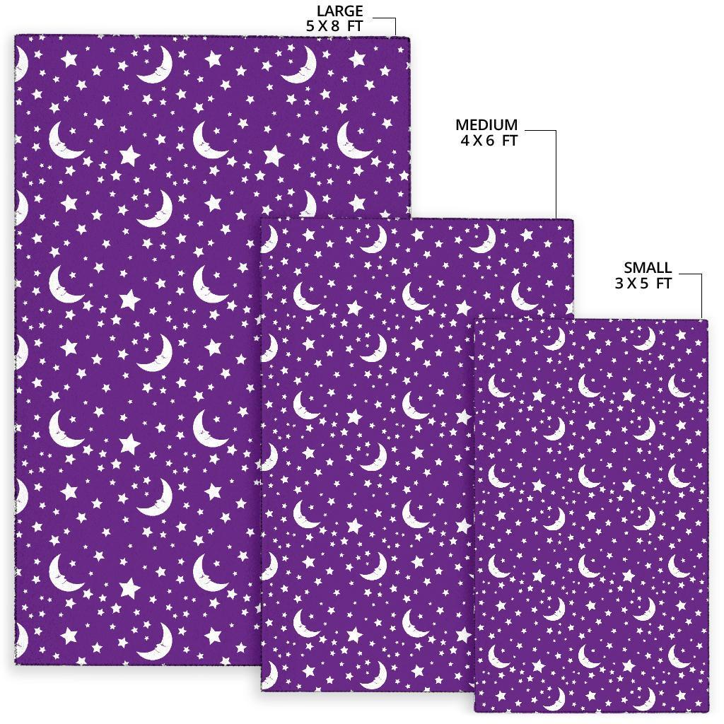 Moon Purple Pattern Print Floor Mat-grizzshop